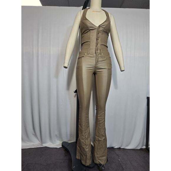 Retrofete Tan Halter Jumpsuit - Picture 2 of 4
